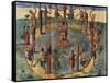 Indian Ritual Dance from the Village of Secoton, Book Illustration, circa 1570-80-John White-Framed Stretched Canvas