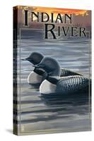 Indian River, Michigan - Loon Scene-Lantern Press-Stretched Canvas