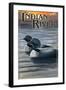 Indian River, Michigan - Loon Scene-Lantern Press-Framed Art Print