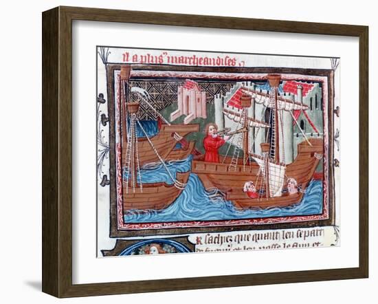 Indian Sailing Ships Described by Marco Polo, 15th Century-null-Framed Giclee Print