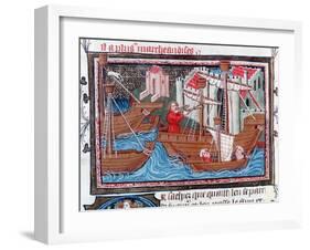 Indian Sailing Ships Described by Marco Polo, 15th Century-null-Framed Giclee Print