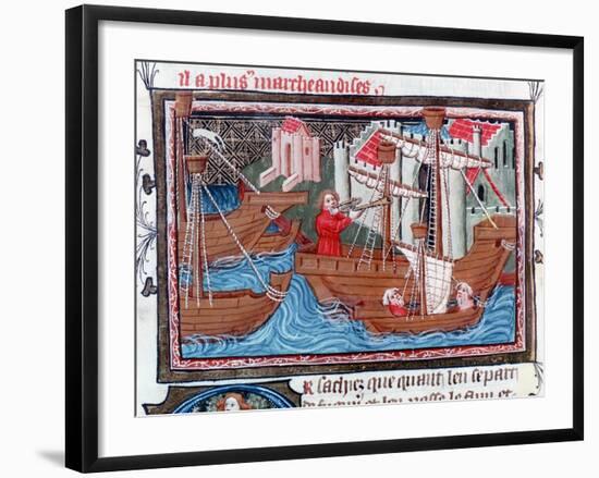 Indian Sailing Ships Described by Marco Polo, 15th Century-null-Framed Giclee Print