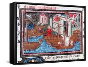 Indian Sailing Ships Described by Marco Polo, 15th Century-null-Framed Stretched Canvas
