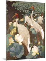 Indian Sarus Cranes on Gold Leaf-Jesse Arms Botke-Mounted Art Print