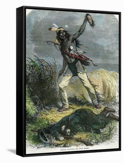 Indian Scalping His Dead Enemy, 19th Century-null-Framed Stretched Canvas