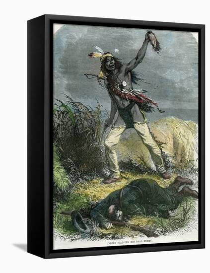 Indian Scalping His Dead Enemy, 19th Century-null-Framed Stretched Canvas