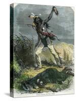 Indian Scalping His Dead Enemy, 19th Century-null-Stretched Canvas