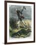 Indian Scalping His Dead Enemy, 19th Century-null-Framed Giclee Print