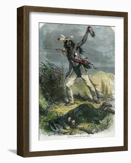 Indian Scalping His Dead Enemy, 19th Century-null-Framed Giclee Print