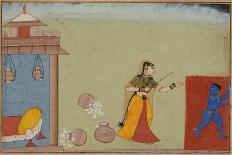Yashoda Chastises Her Foster Son, Krishna, page from a manuscript of the Bhagavata Purana, c.1600-Indian School-Framed Giclee Print
