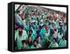 Indian Sikh Pilgrims Wait for Immigration Clearance at Wagah Railway Station Near Lahore-null-Framed Stretched Canvas