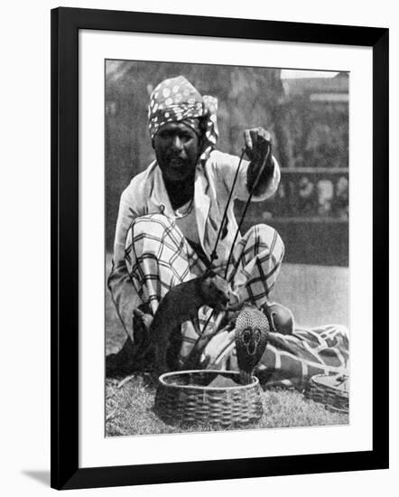 Indian Snake Charmer with Mongoose and Cobra, 1936-null-Framed Giclee Print