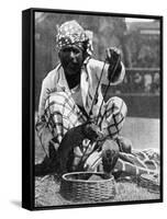 Indian Snake Charmer with Mongoose and Cobra, 1936-null-Framed Stretched Canvas