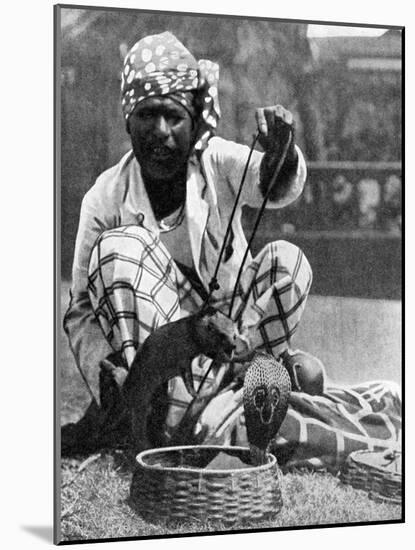 Indian Snake Charmer with Mongoose and Cobra, 1936-null-Mounted Giclee Print