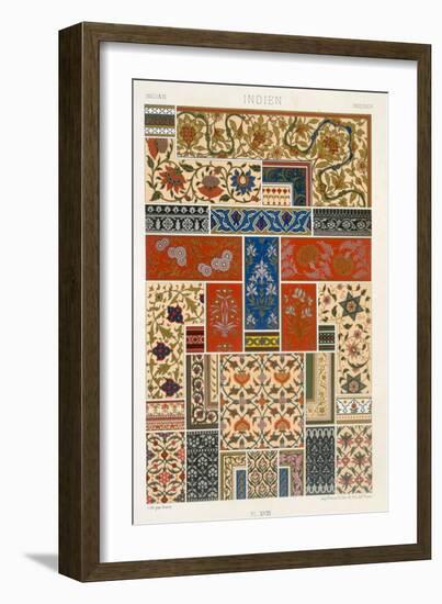 Indian Style, Plate XVIII from Polychrome Ornament Engraved by F.Durin, c.1869-Albert Charles August Racinet-Framed Giclee Print