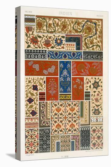Indian Style, Plate XVIII from Polychrome Ornament Engraved by F.Durin, c.1869-Albert Charles August Racinet-Stretched Canvas