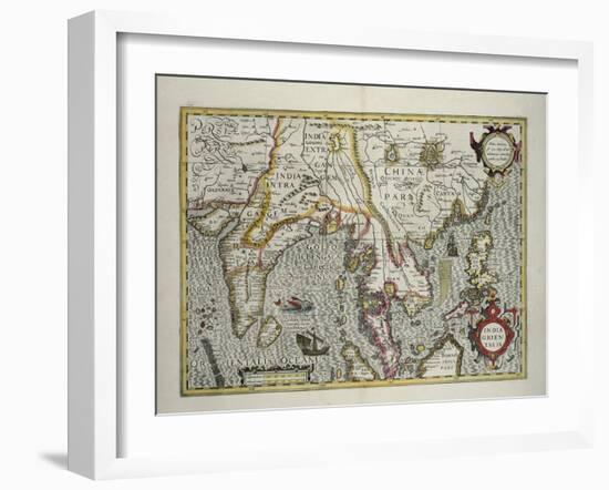 Indian Subcontinent to Philippines by Indonesian Archipelago and the Malay Peninsula, c.1600-Jodocus Hondius-Framed Giclee Print