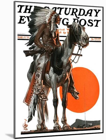 "Indian Sunset," Saturday Evening Post Cover, March 17, 1923-Joseph Christian Leyendecker-Mounted Giclee Print