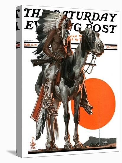 "Indian Sunset," Saturday Evening Post Cover, March 17, 1923-Joseph Christian Leyendecker-Stretched Canvas