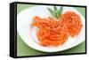 Indian Sweets Hot Jalebi on Green Mat-SNEHITDESIGN-Framed Stretched Canvas