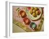 Indian Sweets with Traditional Lamps- Top Angle-satel-Framed Photographic Print