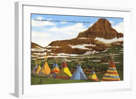 Indian Tepees, Glacier Park, Montana-null-Framed Art Print