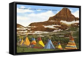 Indian Tepees, Glacier Park, Montana-null-Framed Stretched Canvas