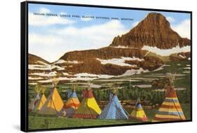 Indian Tepees, Glacier Park, Montana-null-Framed Stretched Canvas