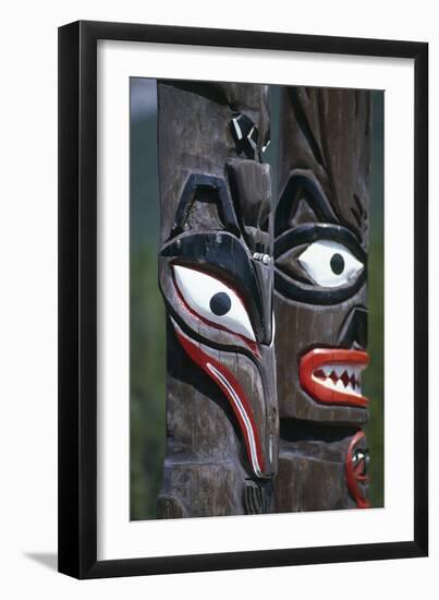 Indian Totems, Ksan Historical Village and Museum, Near Hazelton, British Columbia, Canada-null-Framed Giclee Print