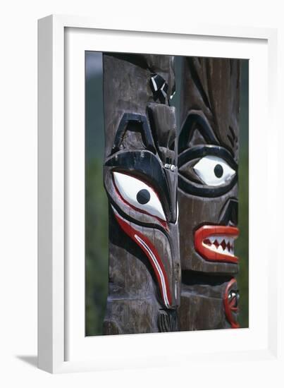 Indian Totems, Ksan Historical Village and Museum, Near Hazelton, British Columbia, Canada-null-Framed Giclee Print