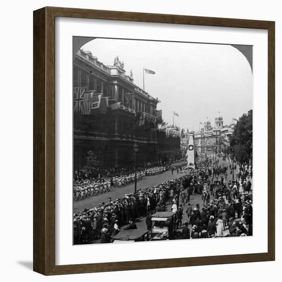 Indian Troops Saluting the Unknown Warrior at the Cenotaph, Whitehall, London, C1920-null-Framed Photographic Print