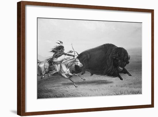 Indian Trying to Kill Buffalo-null-Framed Giclee Print