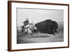 Indian Trying to Kill Buffalo-null-Framed Giclee Print