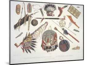 Indian Utensils and Arms, Engraved by Du Casse, Published in 1841-Karl Bodmer-Mounted Giclee Print