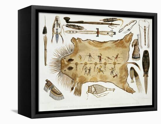 Indian Utensils and Arms, Plate 21 from Volume 2 of "Travels in the Interior of North America"-Karl Bodmer-Framed Stretched Canvas
