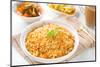 Indian Vegetarian Food. Biryani Rice, Curry Dhal and Milk Tea on Dining Table.-szefei-Mounted Photographic Print