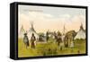 Indian Village near Spokane, Washington-null-Framed Stretched Canvas