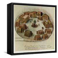 Indian Village of Pomeiooc-John White-Framed Stretched Canvas