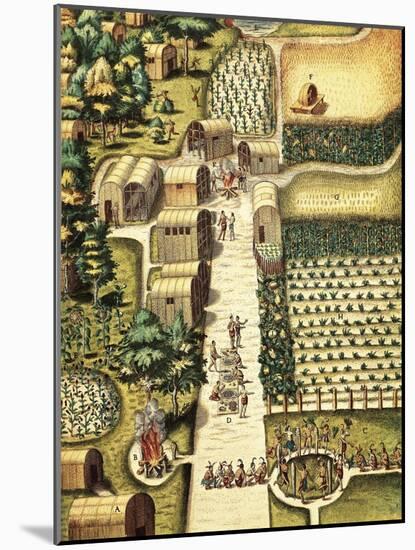 Indian Village of Secoton with Gardens-Theodor de Bry-Mounted Art Print