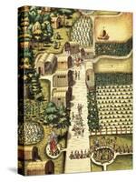 Indian Village of Secoton with Gardens-Theodor de Bry-Stretched Canvas