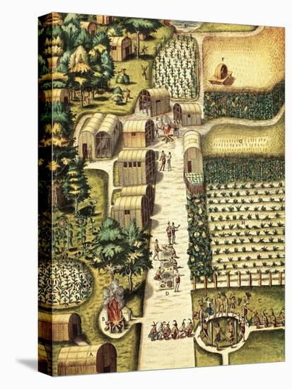 Indian Village of Secoton with Gardens-Theodor de Bry-Stretched Canvas