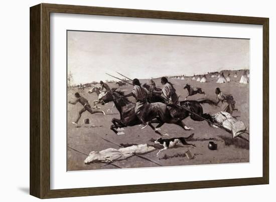 Indian Village Routed, Geronimo Fleeing from Camp-Frederic Sackrider Remington-Framed Giclee Print