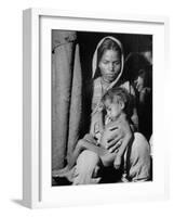 Indian Wife of a Tannery Worker Holding Her Child at Home in the Chawls-Margaret Bourke-White-Framed Photographic Print