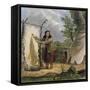 Indian Woman Dressing a Buffalo Skin-Seth Eastman-Framed Stretched Canvas