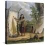 Indian Woman Dressing a Buffalo Skin-Seth Eastman-Stretched Canvas