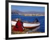 Indian Woman from the Uros or Floating Reed Islands of Lake Titicaca, Washes Her Pans in the Water -John Warburton-lee-Framed Photographic Print