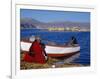 Indian Woman from the Uros or Floating Reed Islands of Lake Titicaca, Washes Her Pans in the Water -John Warburton-lee-Framed Photographic Print