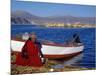 Indian Woman from the Uros or Floating Reed Islands of Lake Titicaca, Washes Her Pans in the Water -John Warburton-lee-Mounted Photographic Print