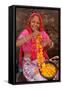 Indian woman making garlands in Ajmer, Rajasthan, India-Godong-Framed Stretched Canvas