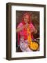 Indian woman making garlands in Ajmer, Rajasthan, India-Godong-Framed Photographic Print